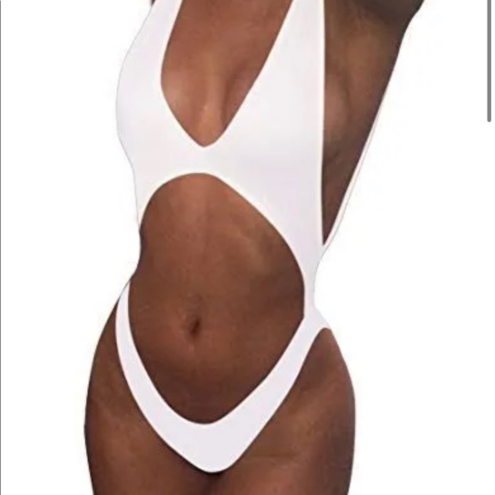 White cutout one piece bikini